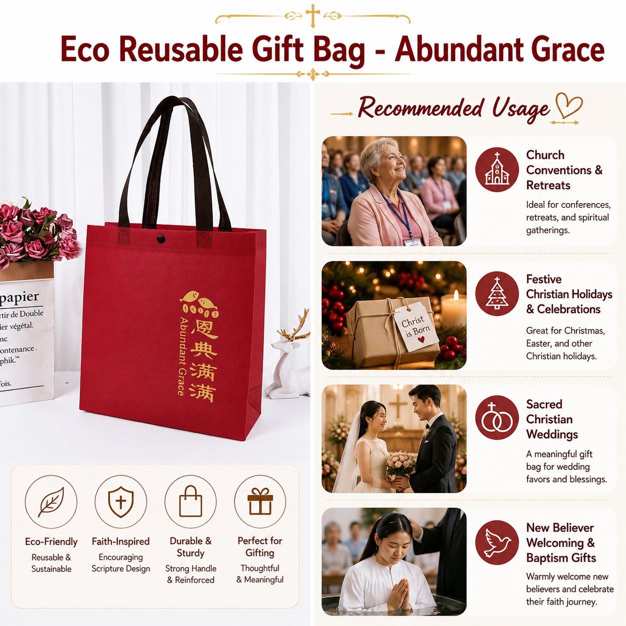 Non-woven Gift Bag- Abundant Grace 礼品袋-恩典满满 | Eco Reusable Gift Bag - Image 4