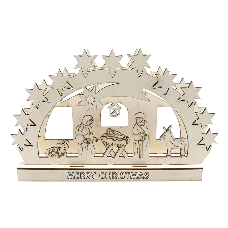 DIY Layered Wooden Ornament-Christmas Tree Birth of Jesus | 圣诞树Jesus降生星星木质摆件