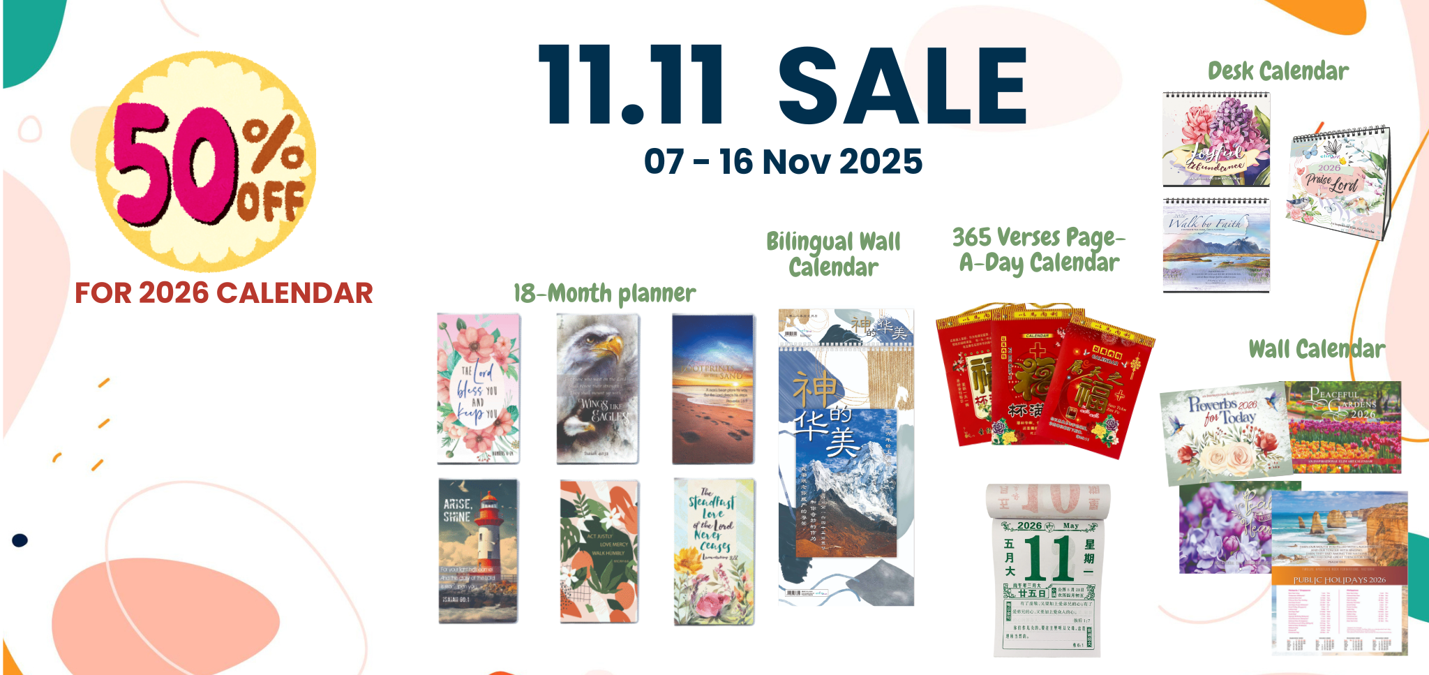 Christian Bible Verses Wall Calendar 2026 from a Singapore Christian bookstore - Etton