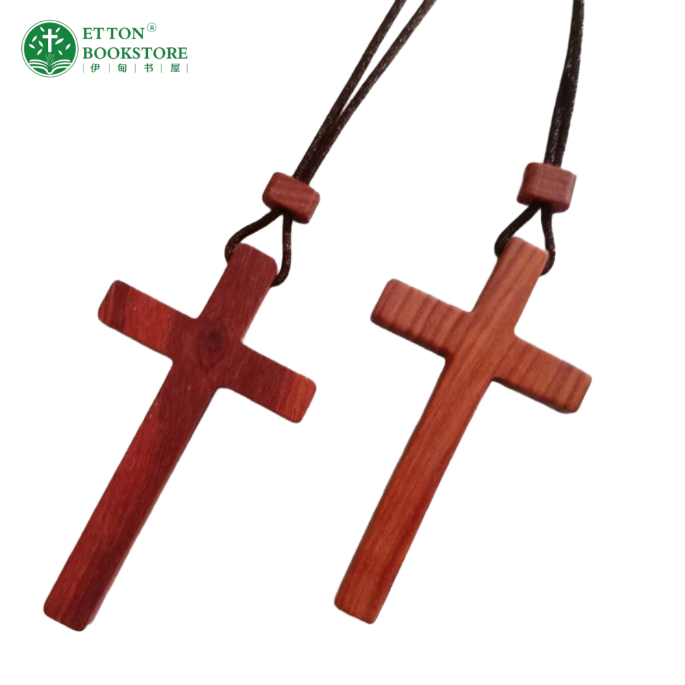 Wooden Cross Necklace - Initial Heart77 檀木十字架项链 - 初心 - Image 5
