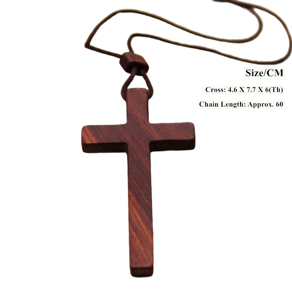 Wooden Cross Necklace - Initial Heart77 檀木十字架项链 - 初心 - Image 6