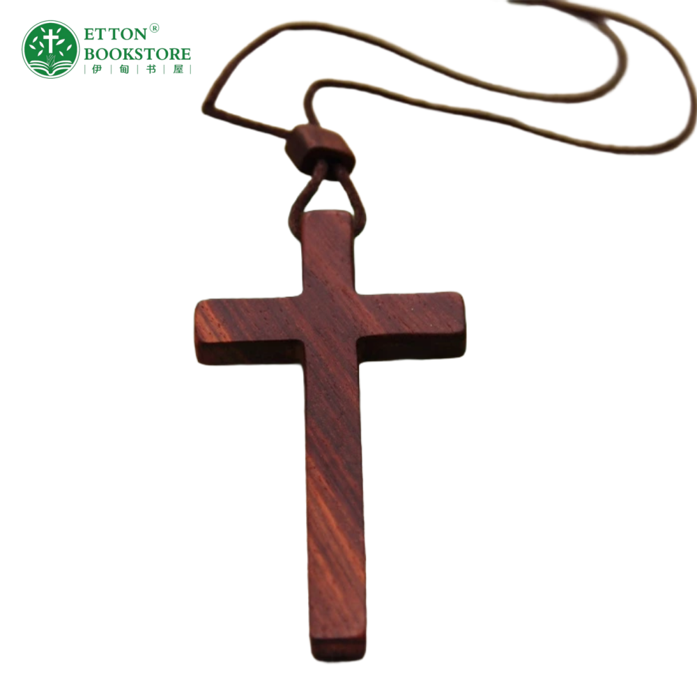 Wooden Cross Necklace - Initial Heart77 檀木十字架项链 - 初心 - Image 3