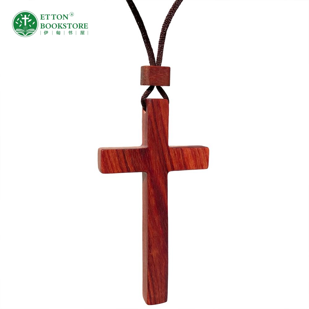 Wooden Cross Necklace –Initial Heart -Zambian Sandalwood 檀木十字架项链 – 初心 YSJ71508