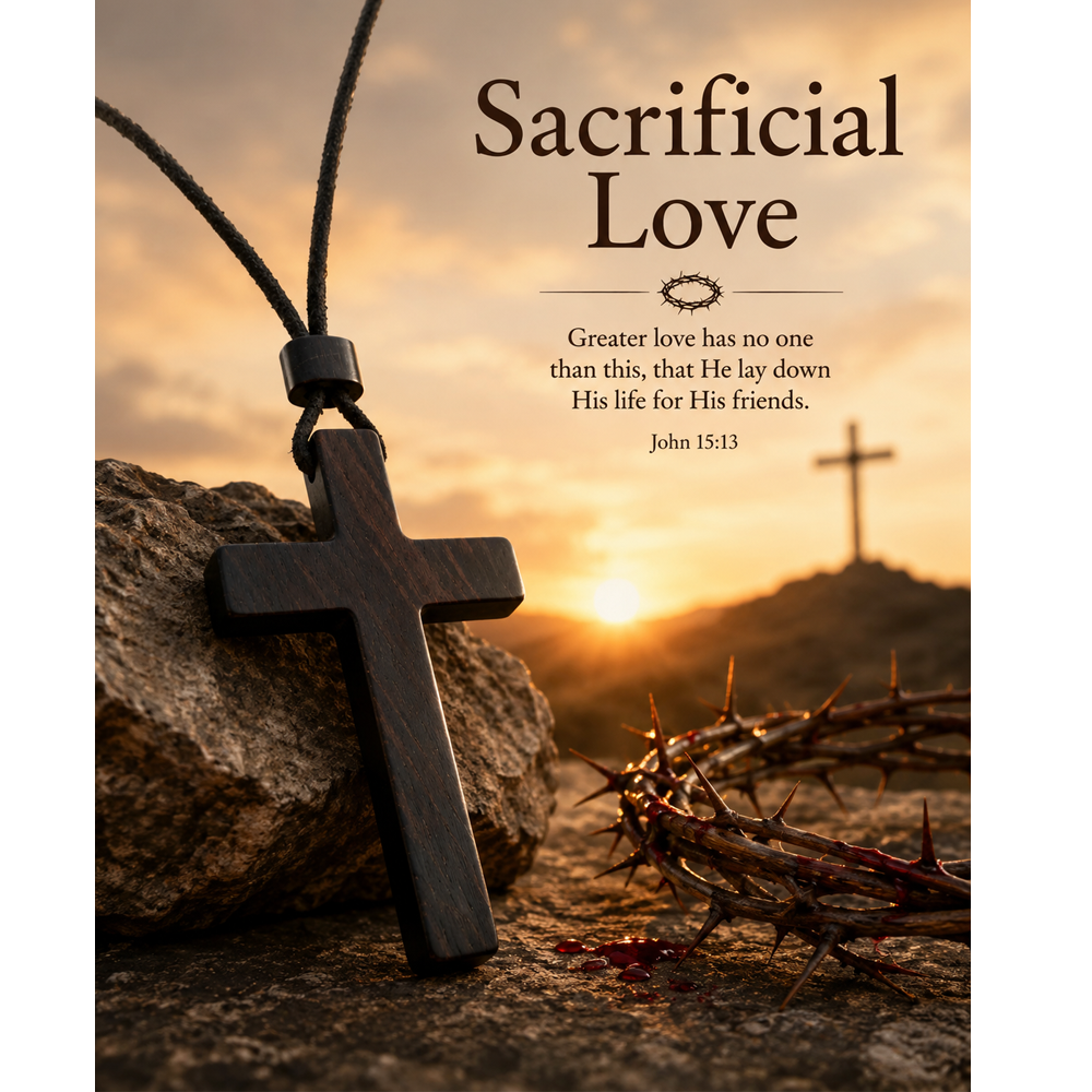 Wooden Cross Necklace -Sacrificial Love -Ebony 乌木十字架项链 牺牲的爱 YSJ24407