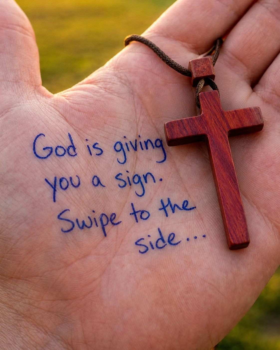 Wooden Cross Necklace – Initial Heart -Red Sandalwood YSJ6974536271323