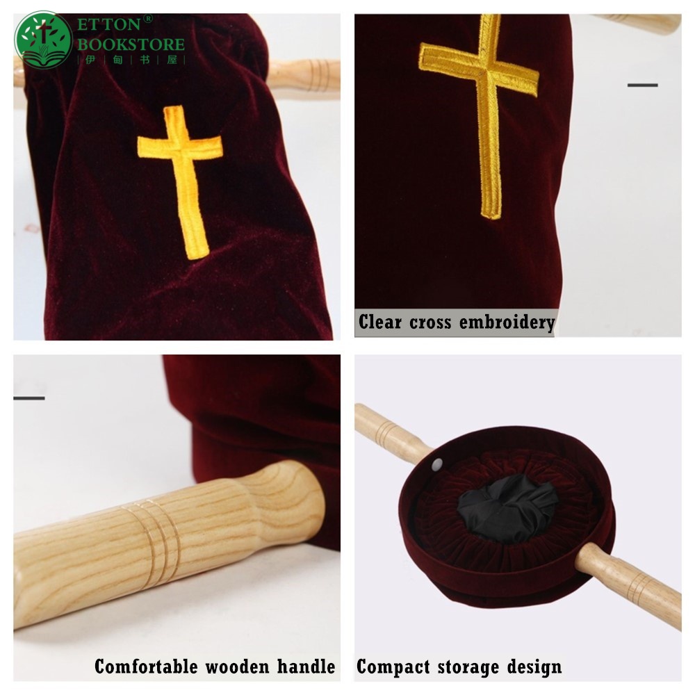 【Pre-order】Church Offering Bag w/Handle - Burgundy H30 × Dia. 23 cm - Image 4